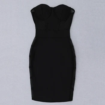 Yeni Straplez Bandaj Elbise 2021 Seksi Kulübü Siyah Elbise Ünlü Parti Kadın Bodycon Elbise
