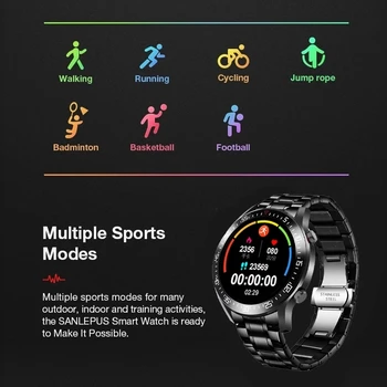 Yeni çelik bant Iş akıllı saat Erkekler Kalp Hızı Uyku ızleme Android IOS telefon Için Su Geçirmez Spor Lüks Smartwatch