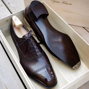 Yüksek Kalıte Yeni Moda erkek Elbise Ayakkabı Klasik Kahverengi Pu Deri Premium Brogue rahat ayakkabılar Zapatos De Hombre AG015