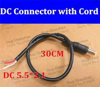 Yüksek kalite 100 adet DC erkek kafa 5.5 * 2.1 gözetim kamera güç konektörü Tuning çatal güç DC fiş kablo tel 30 cm