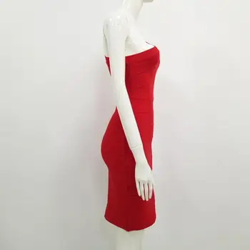 Ünlü Bandaj Elbise Kırmızı Seksi Bir Omuz Backless Orta Bodycon Elbise 2020 Zarif Femal Akşam Parti Elbise Vestios