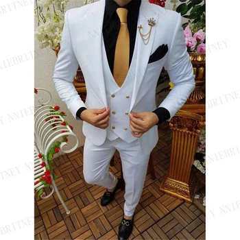 2021 Yeni Erkek Düğün Suit Set Slim Fit Yemeği Balo Mamülleri Elbise Smokin Özel Gri Iş Blazer Sağdıç Ceket Pantolon ile